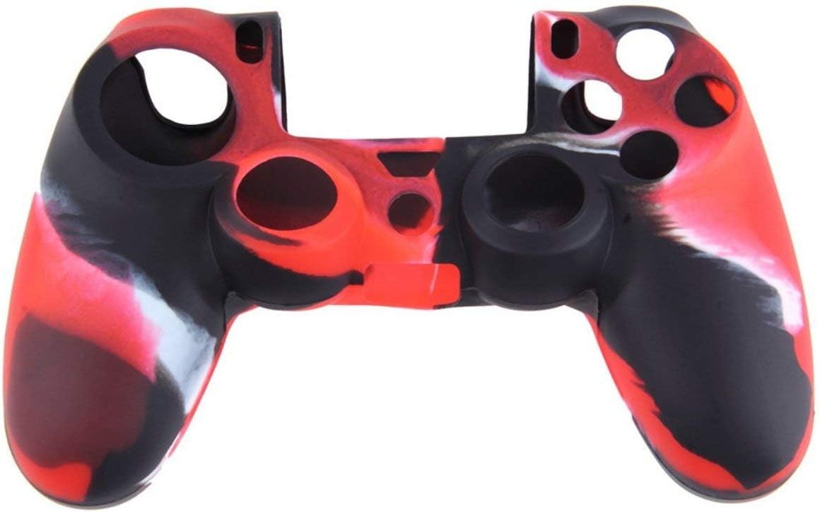 Camouflage Soft Silicone Cover Case Protection Skin for SONY playstation 4 PS4 Dualshock 4 Controller Hot (red & black)
