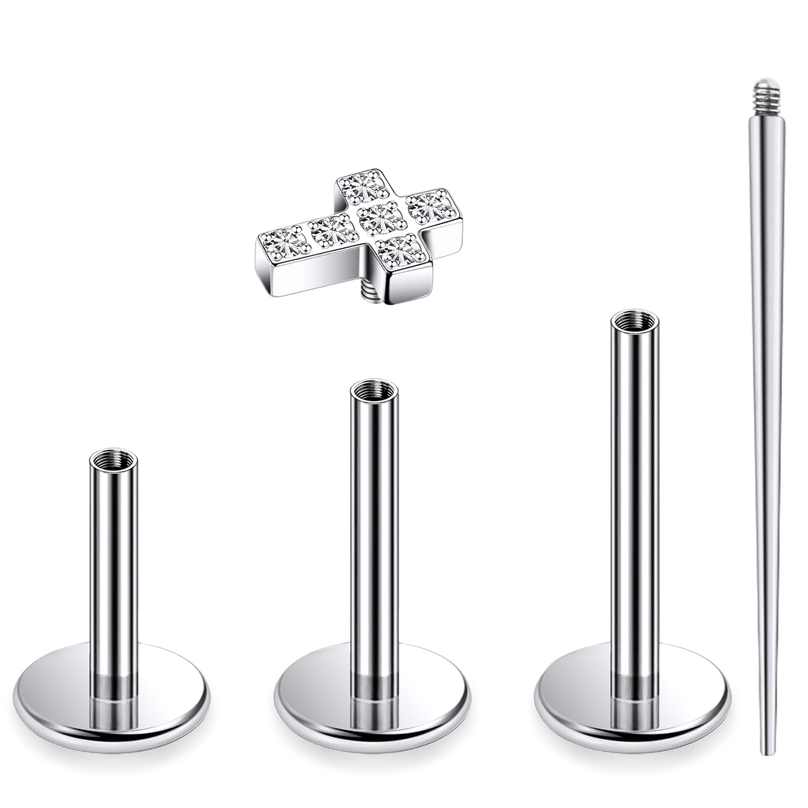 16g ASTM F136 Titanium Internal Thread Flat Back Earrings Nose Studs Tragus Forward Helix Conch Cartilage Lob Earrings Stud Medusa Labret Monroe Lip Ring Piercing Jewelry For Women-image-45