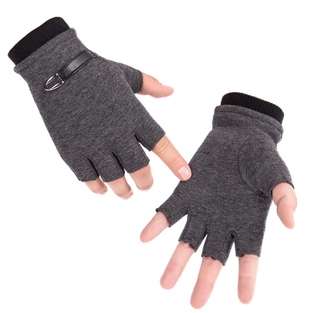 MILEVO Guantes, Guantes Térmicos, Guantes sin Dedos Invierno Cálido Medio Dedo Manopla Guantes de Trabajo Unisex for Hombre Térmico Ciclismo Moto Correr Al Aire Libre Negro
