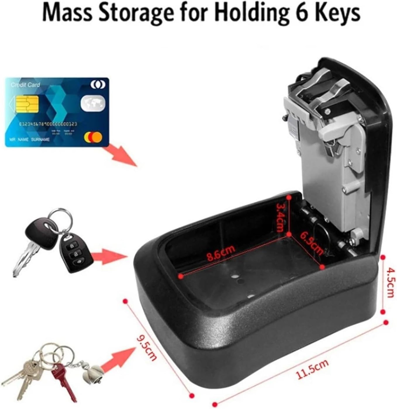 Key box internal storage capacity with dimensions