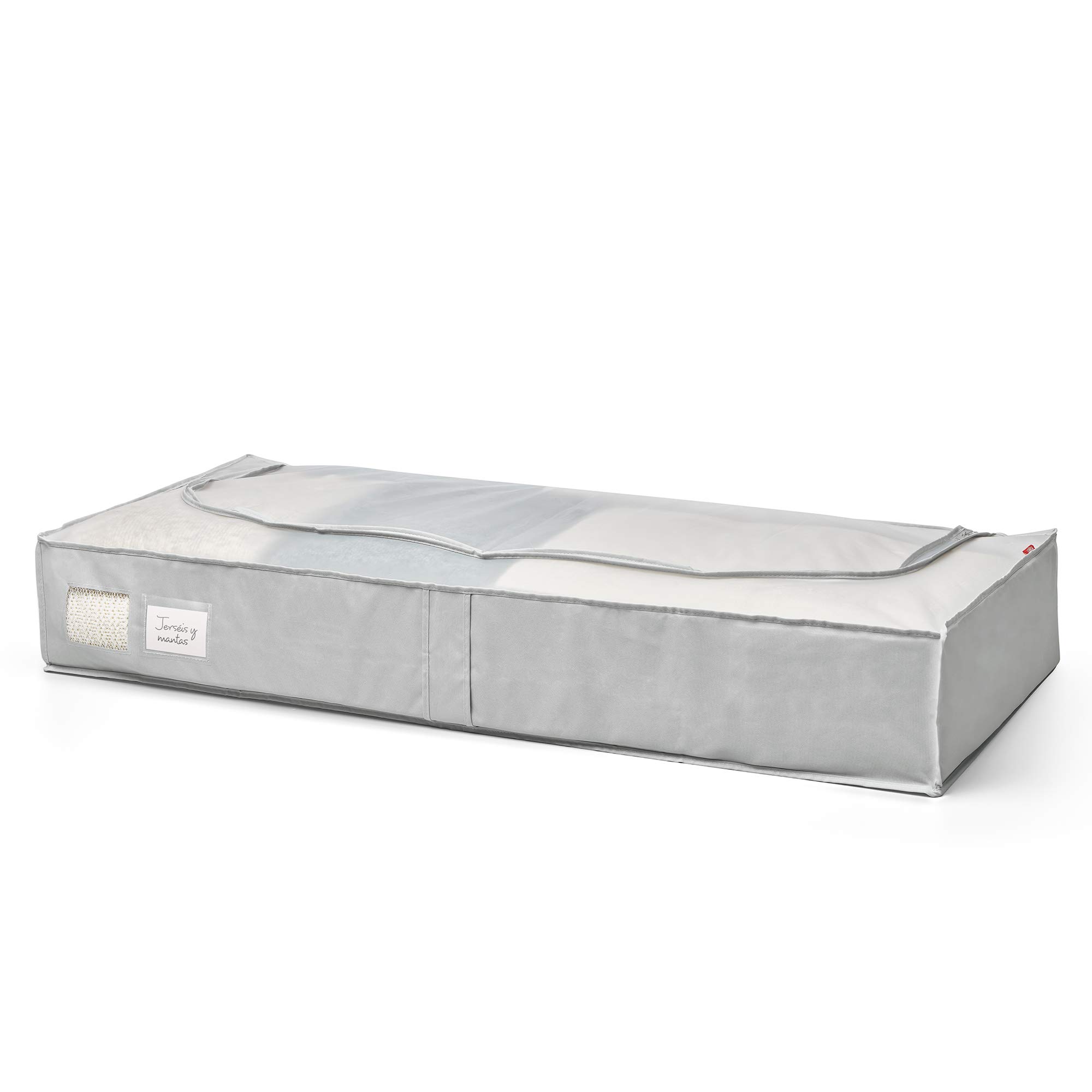 Rayen Light Grey/Translucent | Storage Box For Clothes And Bedclothes | Zip-Up Fabric Bag For Clothes With Breathable, Folding And Resistant Vent | 45 X 103 X 16 Cm |