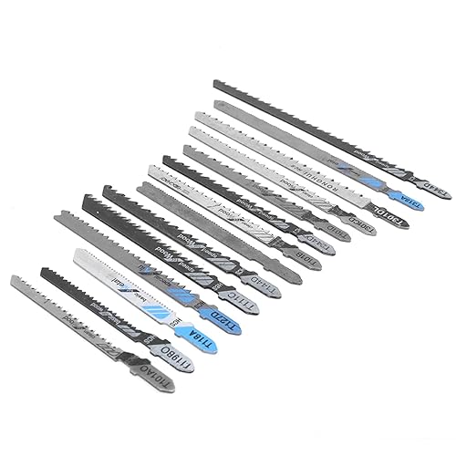 Miniatura 9 de Juego de hojas de sierra caladora de 48 piezas, hojas de sierra HSS de varios tamaños para cortar madera, plástico y metal con bolsa de tela de