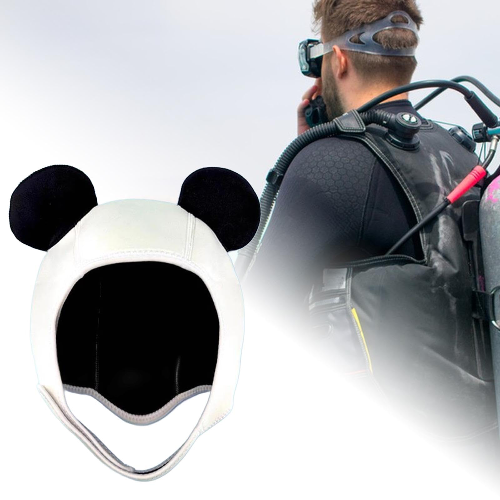 Comodo Cappuccio da Nuoto in Neoprene a Forma di Panda per Avventure Acquatiche.