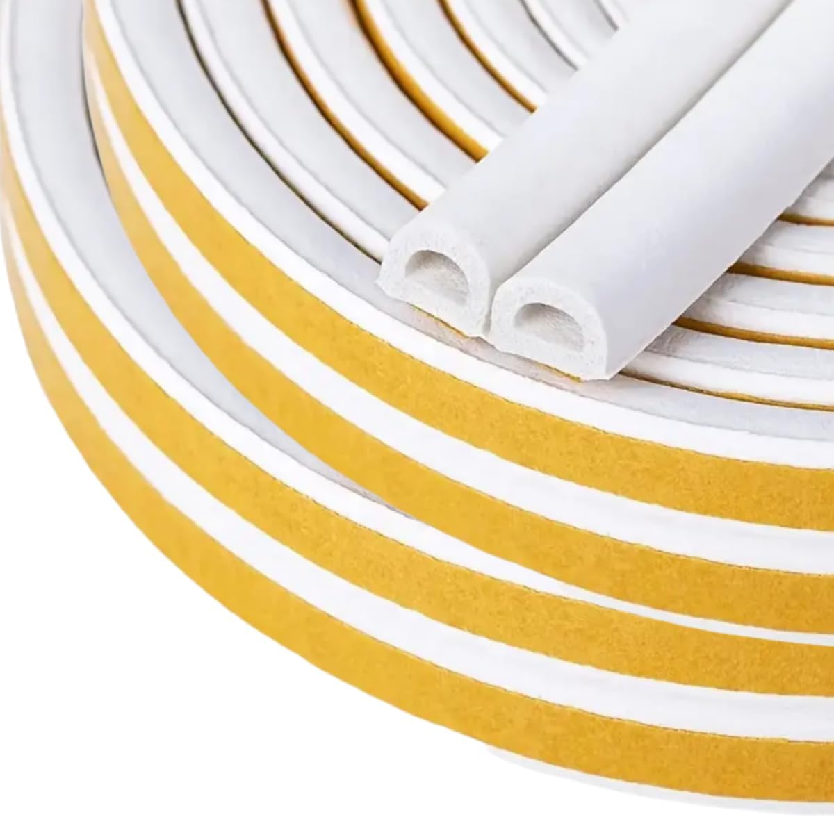 Weather Stripping Tape, Doors Windows Draught Excluder Self-Adhesive Anti-Collision Rubber D Type Foam Sealing Tape, Rubber Sound Insulation for Door Window Draught Stopper (Gray, Total 33ft)