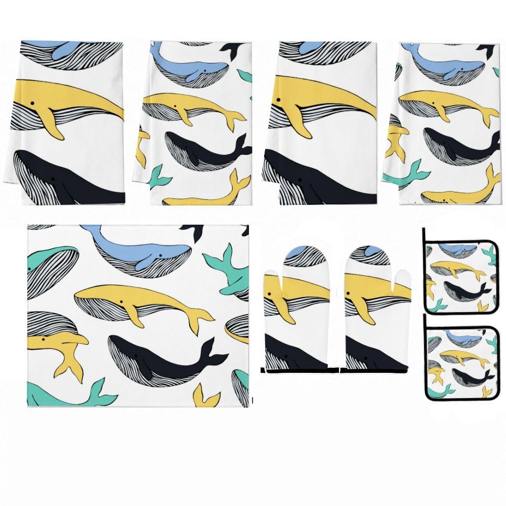 9PCS Cute Whale 1 Cucina Decor e Accessori Set