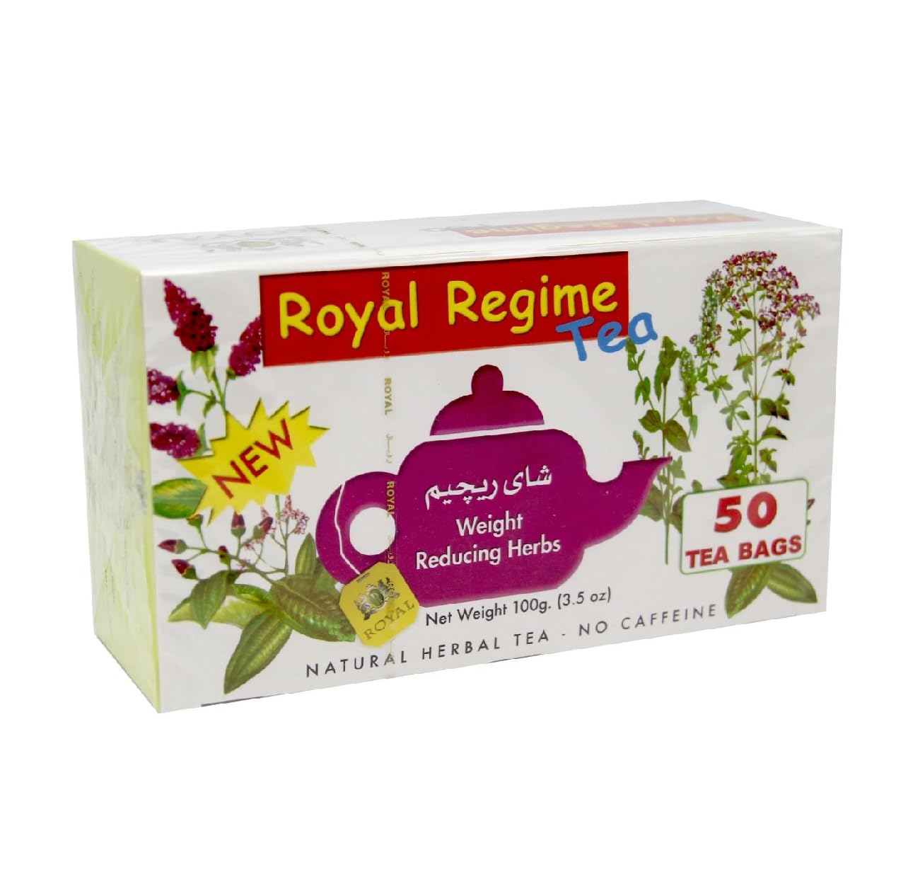 Royal-Regime Tea, Natural Herbal Tea, Caffeine Free, 50 Tea Bags. (100g)