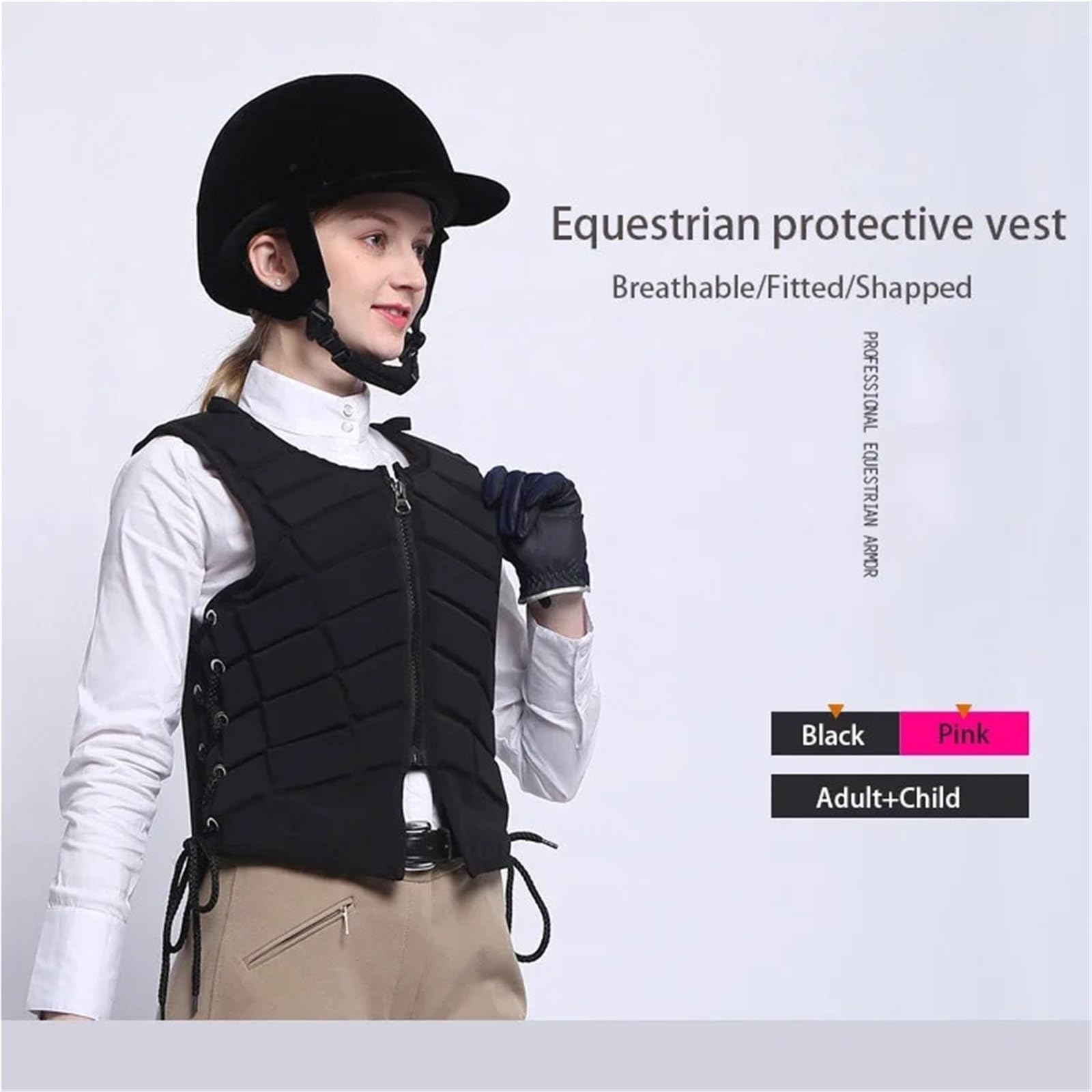 Chaleco de Equitación Chaleco Protector for equitación, Equipo de equitación, Ropa de Caballero for Adultos y niños, Ligero y Transpirable for Todas Las Estaciones.(Pink,CS)