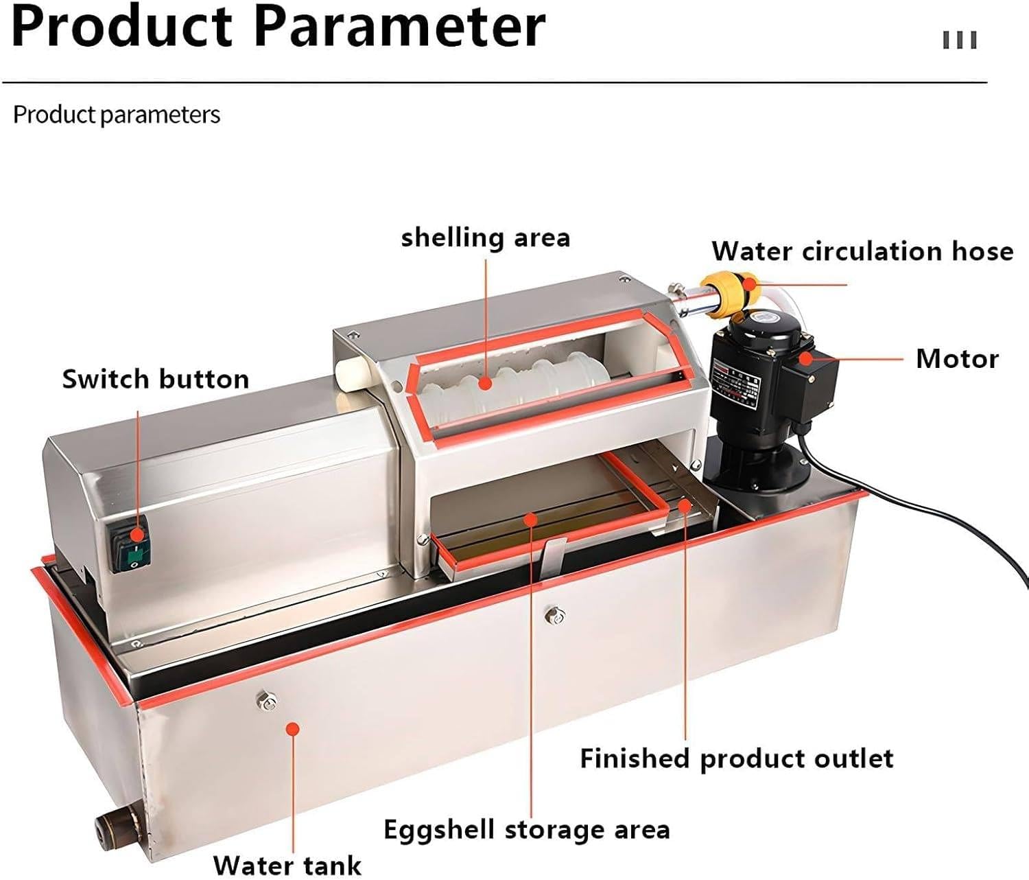 Máquina peladora automática de huevos de codorniz, 25 W, 70 kg/h, con circulación de agua, compacta para procesamiento de huevos hervidos