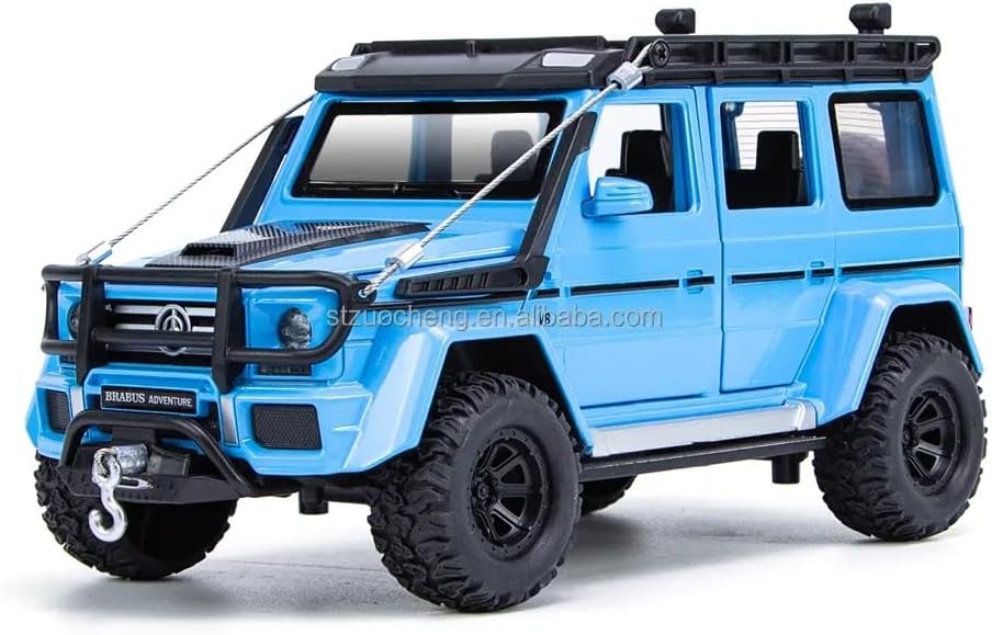 Scale Exclusive Alloy Metal Pull Back Die-cast Car Model with Sound Light Mini Auto Toy for Kids Metal Model Toy Car with Sound and Light (1:24 Scale Brabus G550 Adventure-Blue)