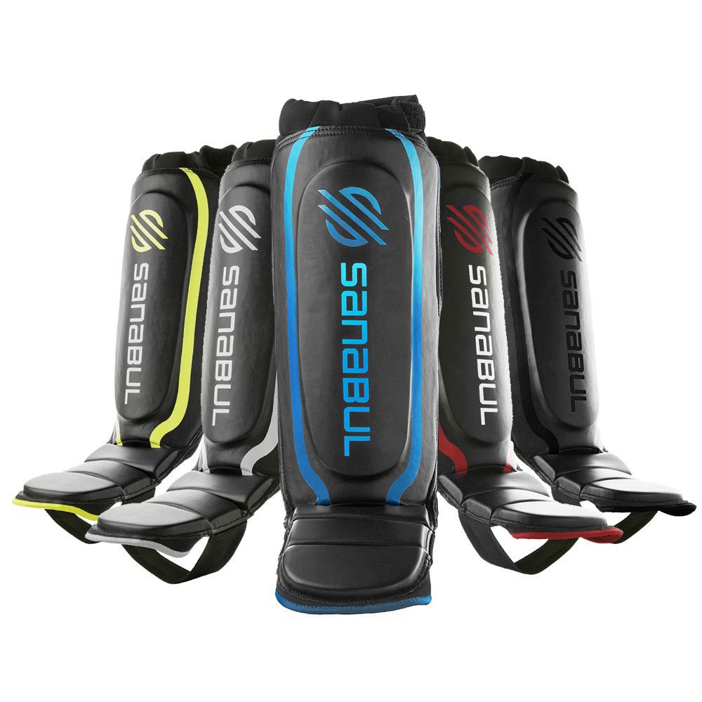Sanabul Essential Hybrid Kickboxing MMA Shin Guards (Blue, S/M)