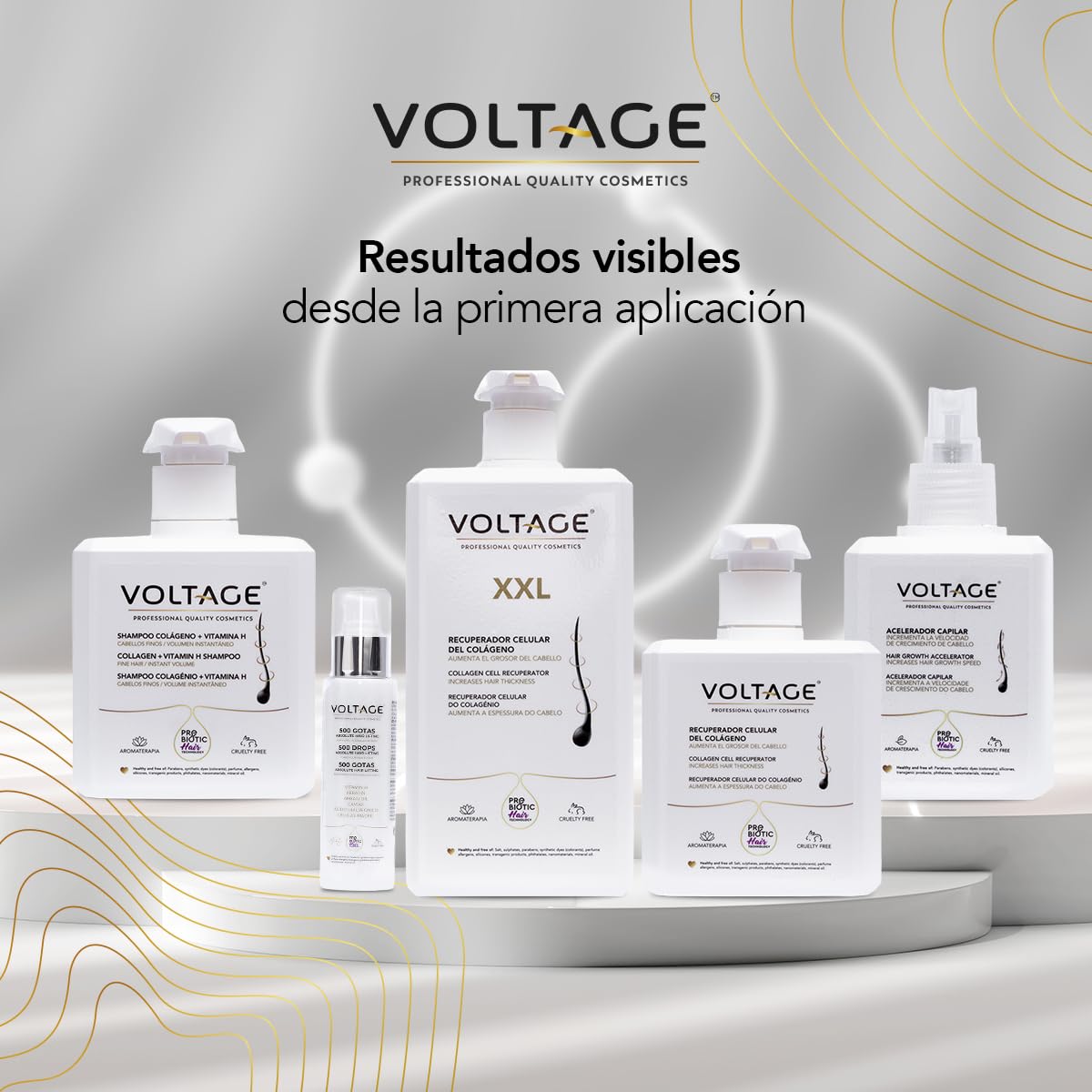 Voltage Cosmetics Champú Colágeno Biotina 500 ml Volumen Antirotura