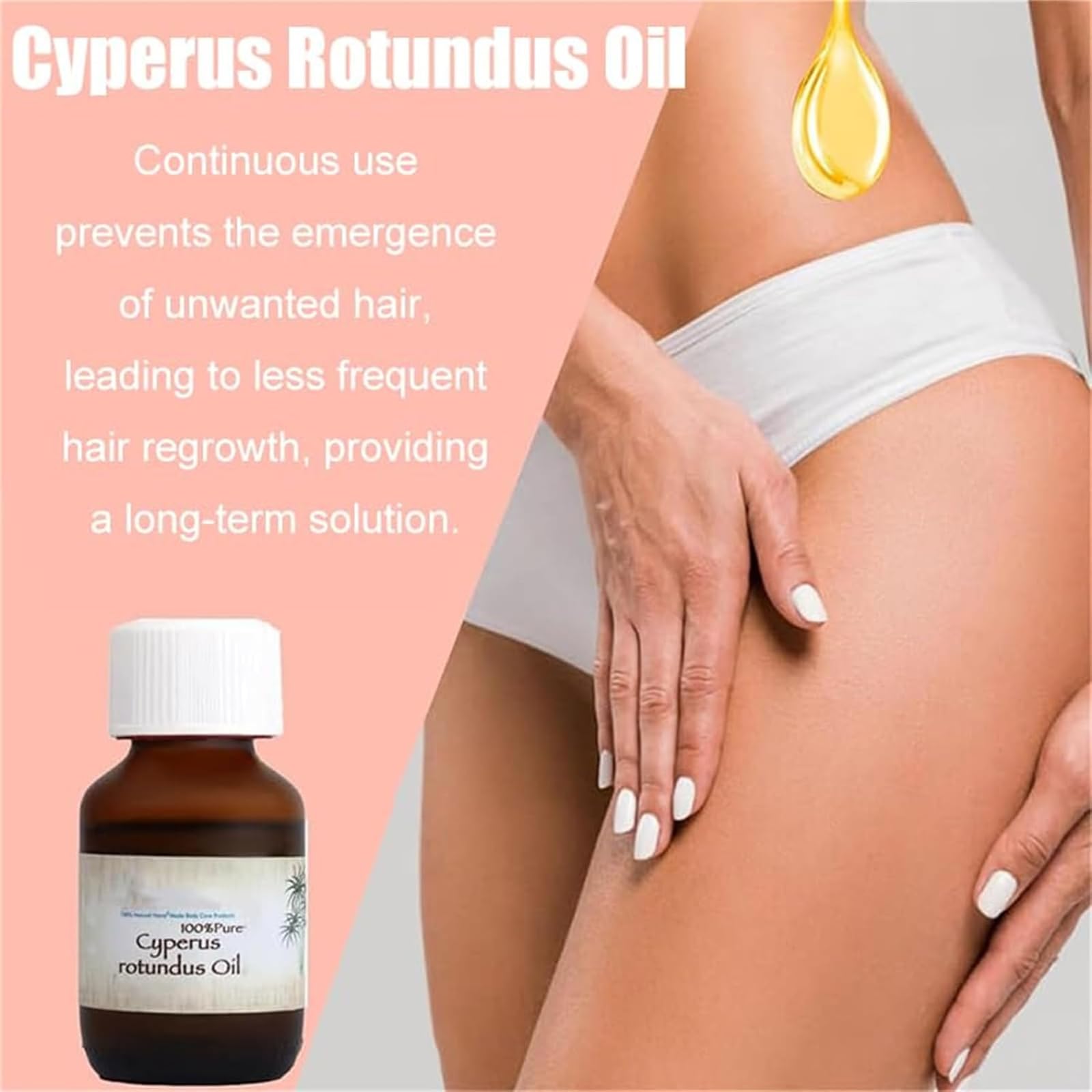 Cyperus Rotundus Huile d'épilation 100 % pure, hydratante et nourrissante (3 pièces, taille unique)