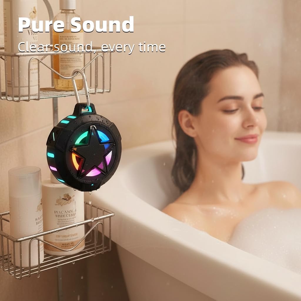 EBODA Bluetooth Shower Speaker, IP67 Waterproof Portable Speakers, Floating, TF Card, Small Outdoor Speaker with LED Light for Bike, Beach, Paddle Board, Kayak, Gifts for Kids, Boys, Teens, Men 5 61JqliFnECL. AC SL1024