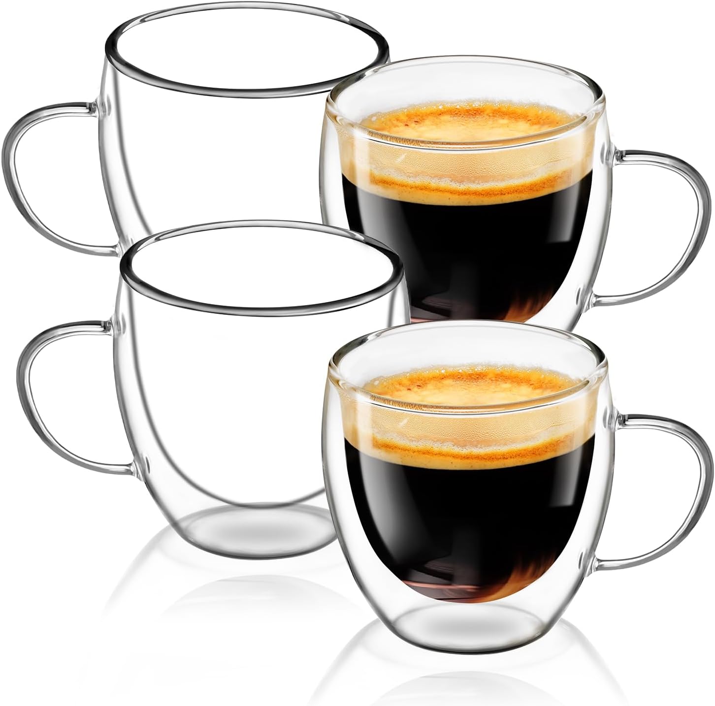 Espresso Cups Set of 4, 5oz Espresso Shot Glass Double Walled Coffee Cups