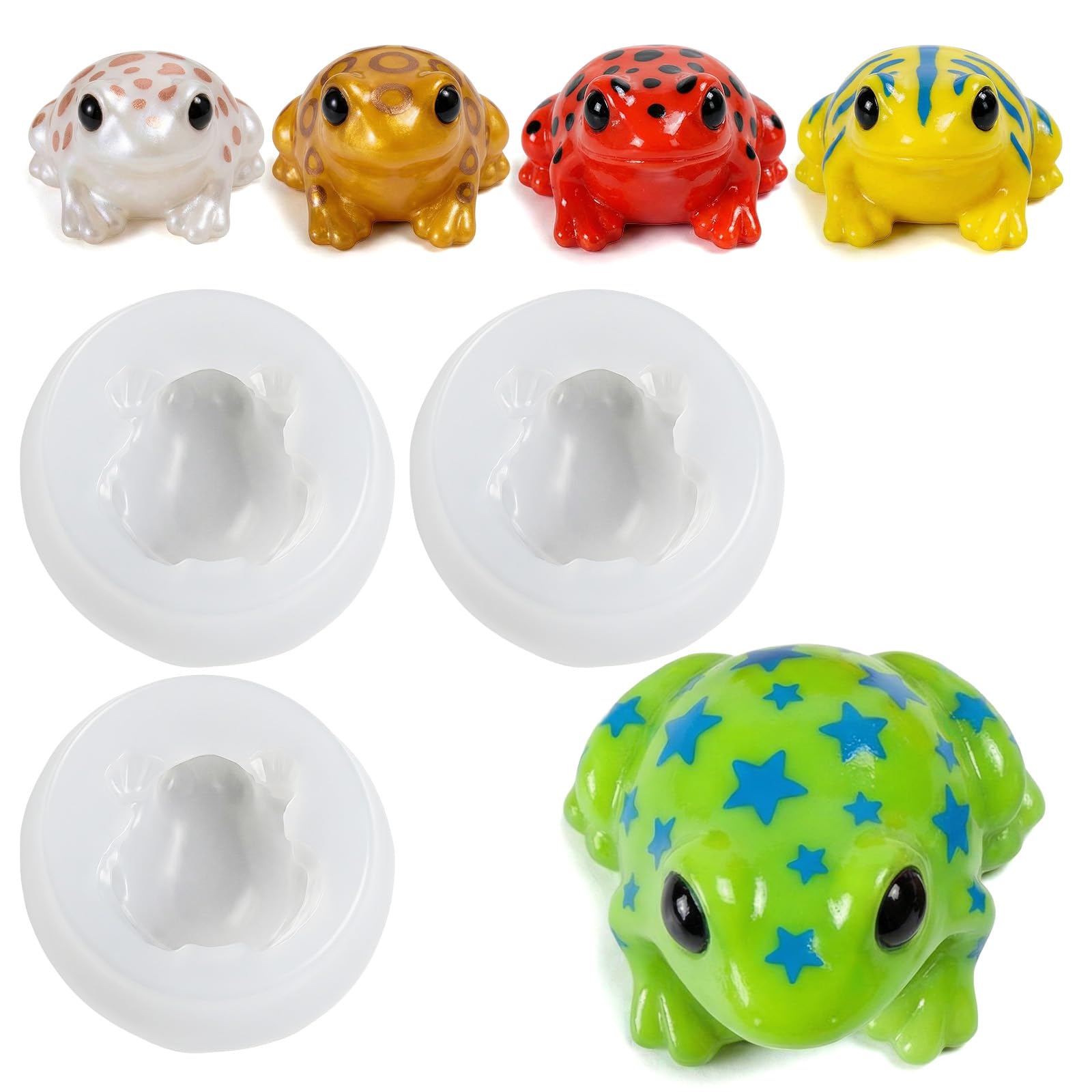 3Pcs Frog Silicone Molds, Miniature 3D Animal Resin Molds Tiny 3D Animal Theme Epoxy Casting Mold for DIY Craft Micro Resin Dollhouse Fairy Garden Miniatures Landscape Decor