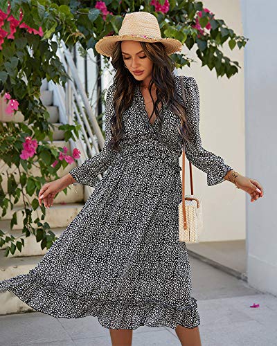 Chiffon Maxikleid für Damen mit Rüschen und tiefem V-Ausschnitt