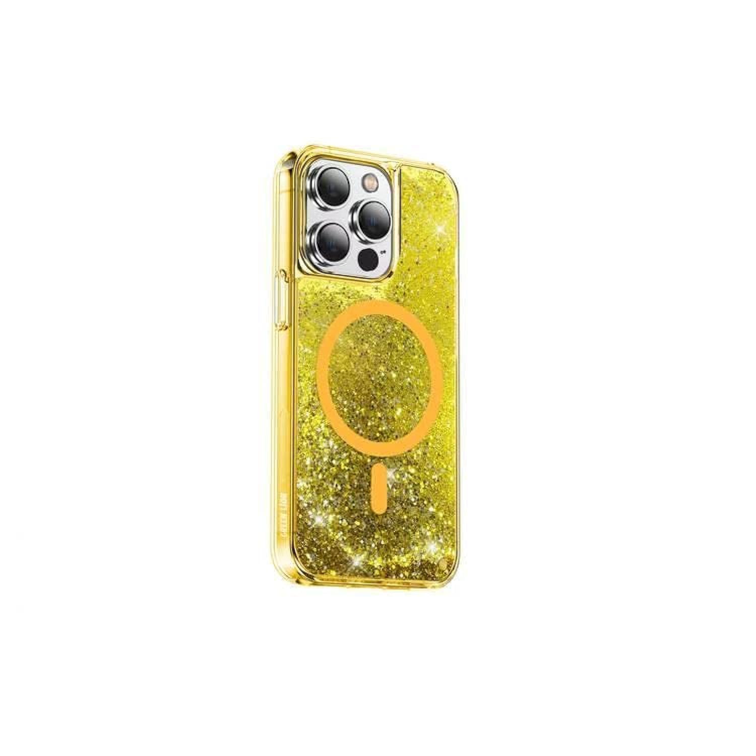 Green LionMagnetic Happiness 3D Glitter Resin Case for iPhone 14 Plus - Gold