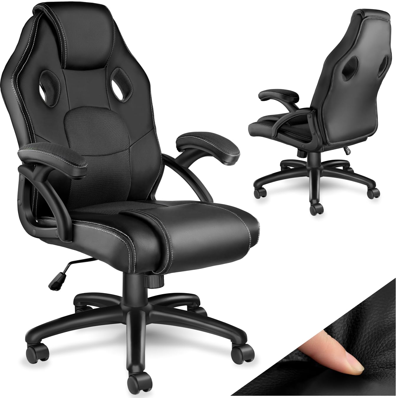 tectake® Chaise Gaming Chaise de Bureau Fauteuil de Bureau Fauteuil pivotant Design 360°, Siege Ergonomique, Fauteuil avec Accoudoirs, Rembourrage épais, Roulette, Hauteur réglable, Teletravail