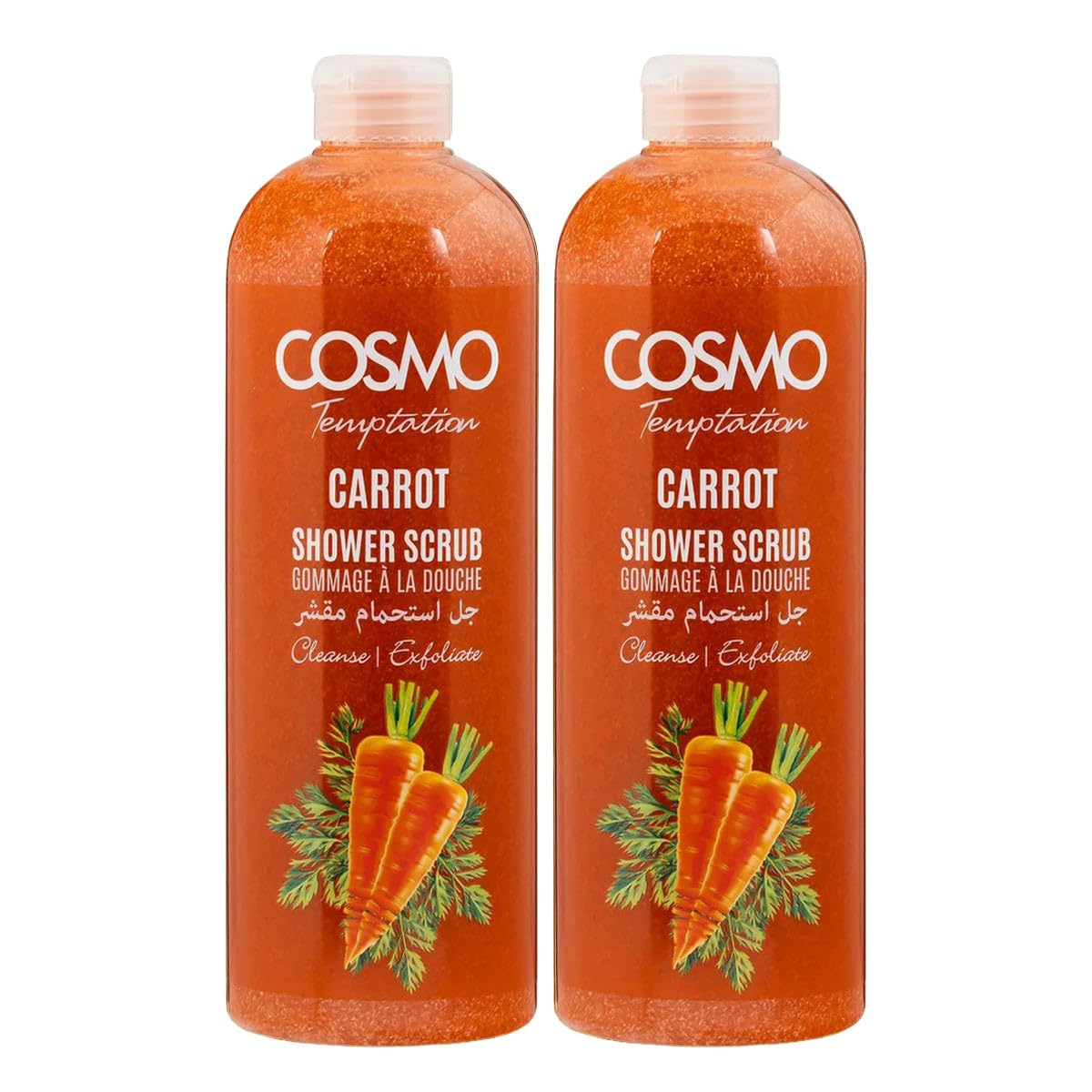 Cosmo Skin Care Temptation Carrot Shower Scrub Pack Of 2, 1000ml | Skin Brightening Body Scrub for Glowing Skin & Tan Removal | Gentle Shower Gel For Women & Men | Deep Cleansing Scrubber-image-23