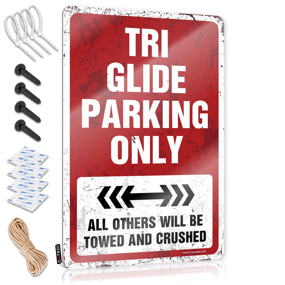 KRAZMURONGD Men Cave Decor Tri Glide Parking Only Tin Sign Home Bar Tin Sign Home Bar Decor(30X40CM)