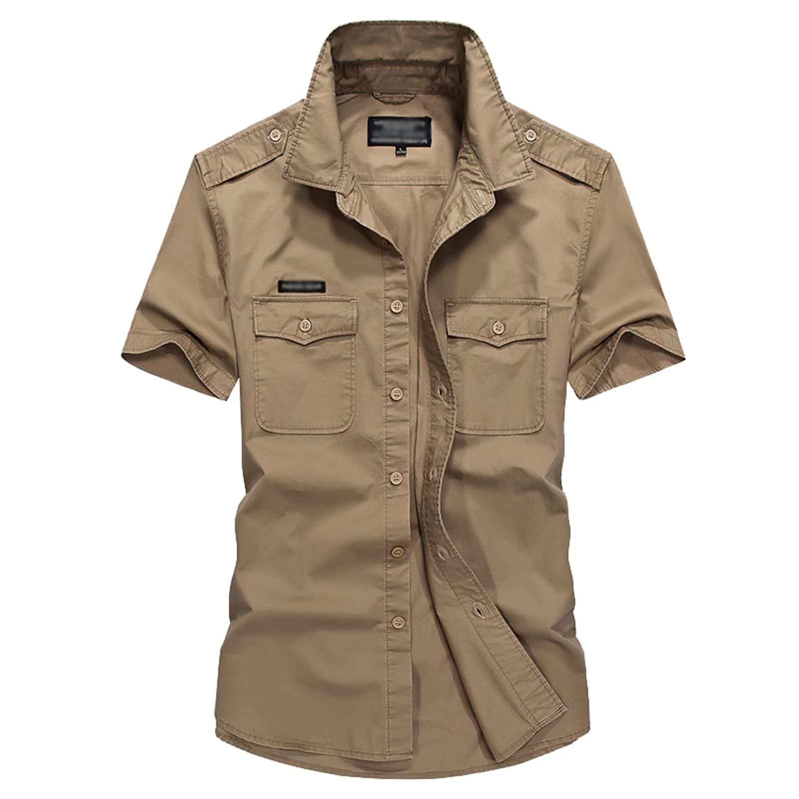 Men's Short Sleeve Dress Shirt Regular Fit Casual Shirts Work Office T Shirt Breathable Lightweight Tactical Shirt