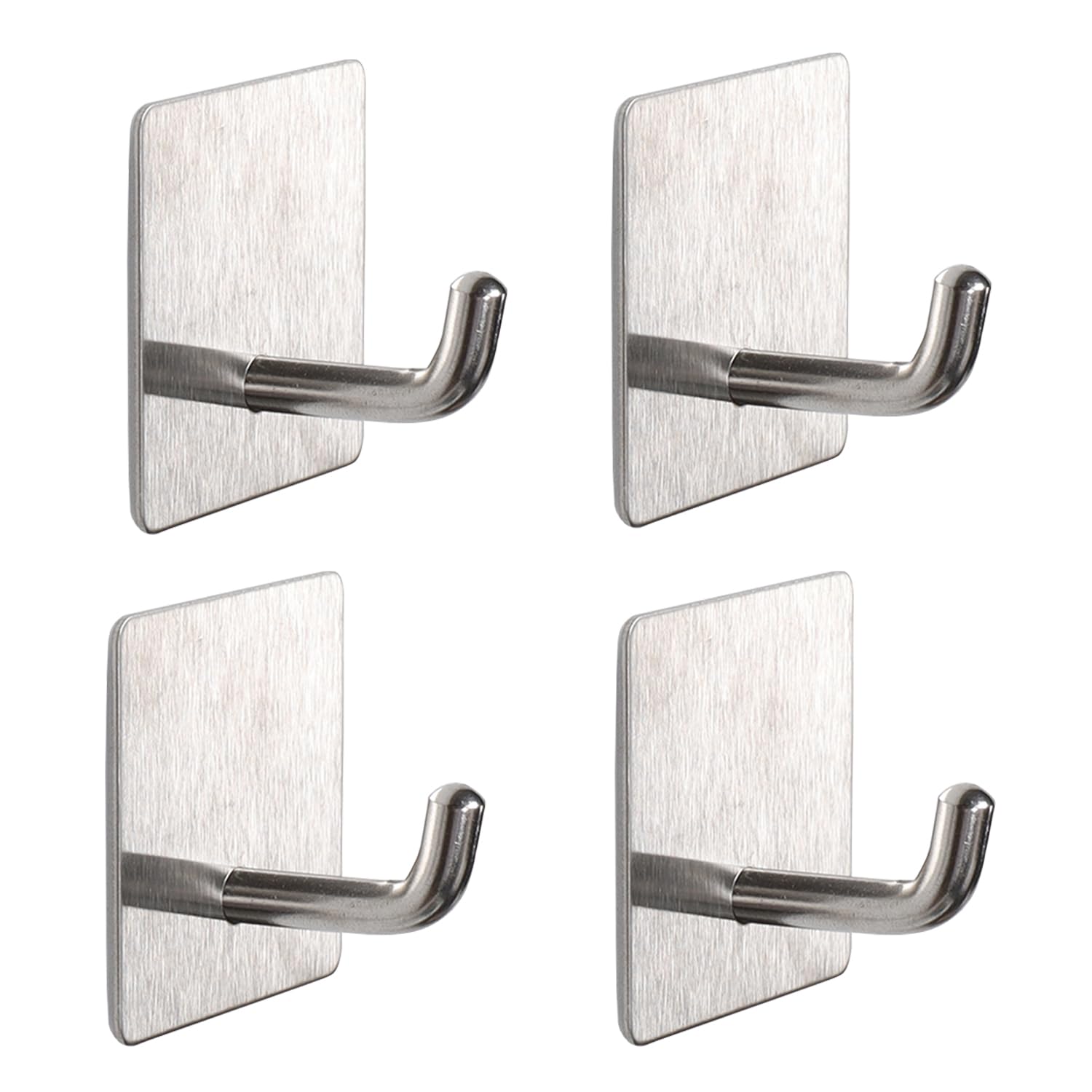 Vanloory Bath Towel Hooks - 4 Pack Strong Self Adhesive Coat/Clothes Hooks, No Drilling Sticky Hooks, Heavy Duty 304 Stainless Steel Shower Wall Hook