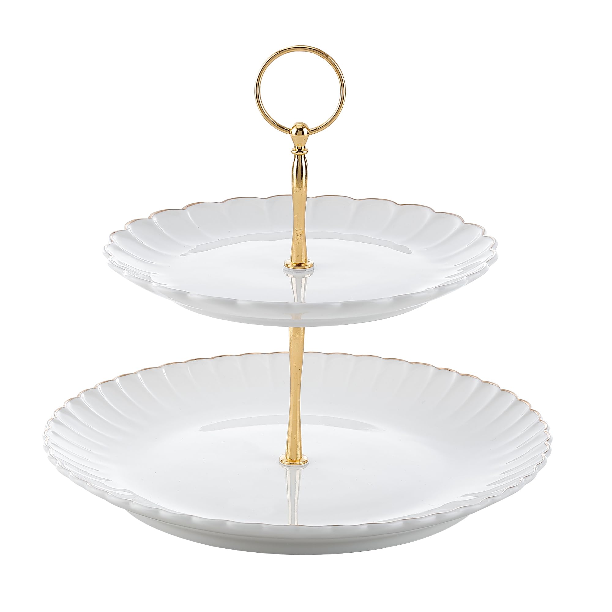 Bloosnow White Porcelain Cake Display Stand, Afternoon Tea Stands, Floar Cup Cake Fruit Dessert Party Server Plates Stands (White)