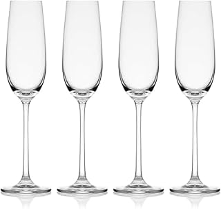 Mikasa Lana Champagne Flutes Glasses, Set of 4, 8.25 Ounce, Clear