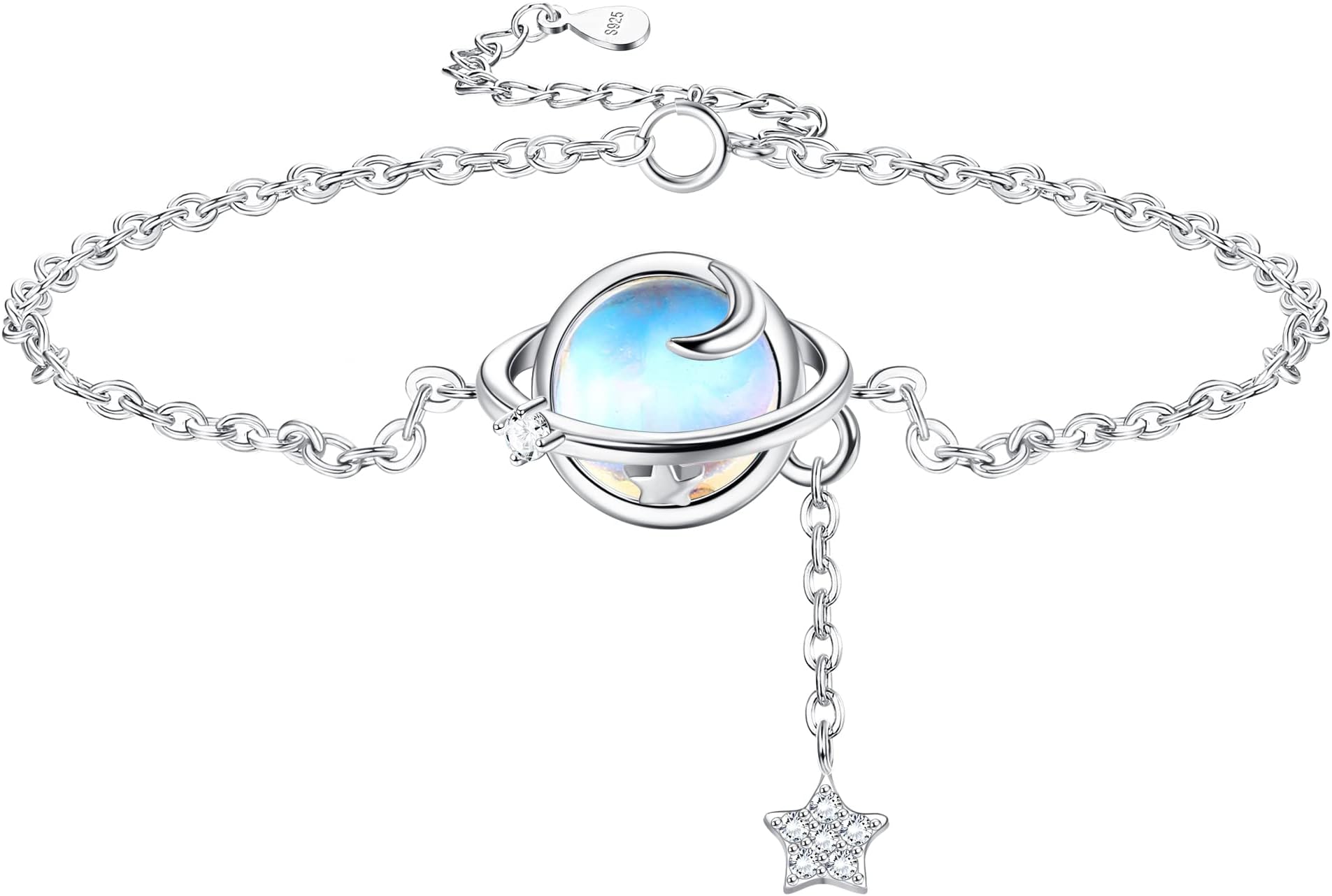 925 Sterling Silver Bracelet for Women Moonstone Bracelet Shiny Friendship Bracelets Gifts for Her Mothers Day Gifts Birthday Gifts for Women