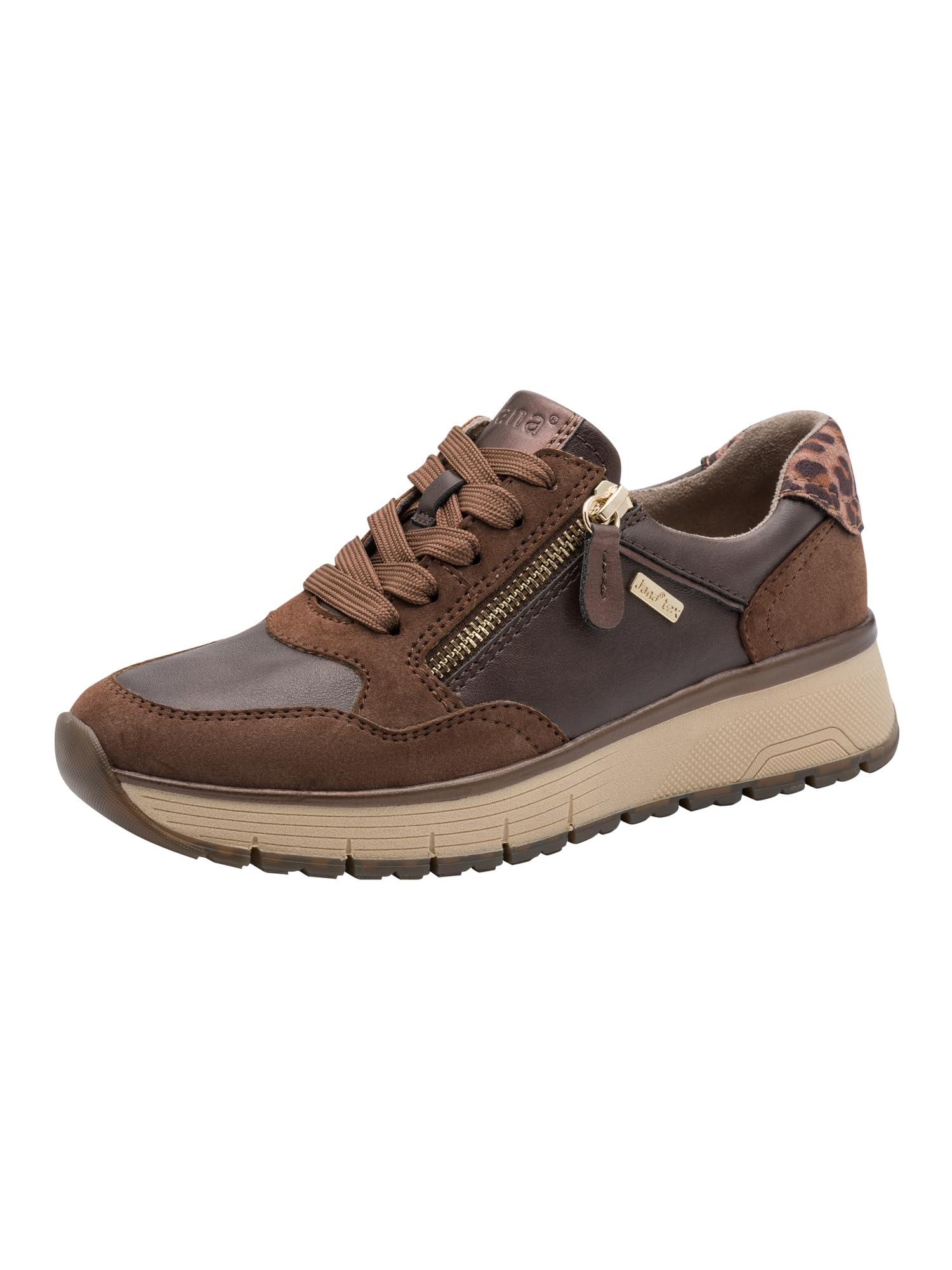 Jana Women’s Flat Sneakers with Laces Vegan, Mocca Comb, 6,5 UK