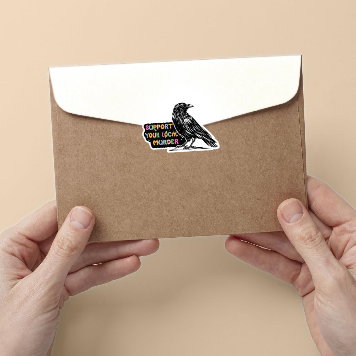 3 szt. 'Support Your Local Murder Crow', naklejki i kalkomanie na Halloween Raven, Murder of Crows, winylowa naklejka 7 cm na butelki z wodą, laptopa, telefon, samochód, kask narciarski