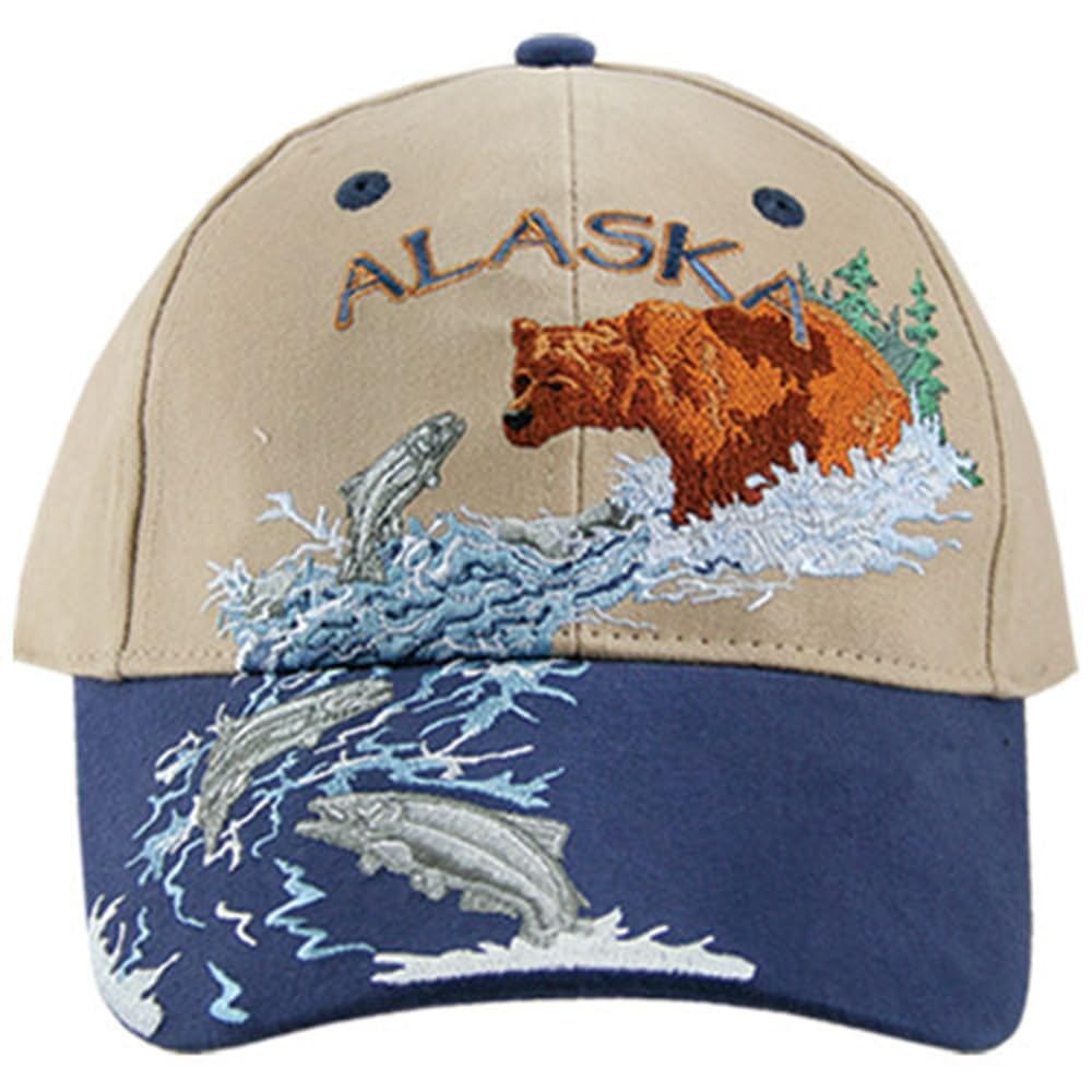 Wafdsghhh Men's Brown Alaska River Bear With Salmon Ball Cap Hat Deluxe