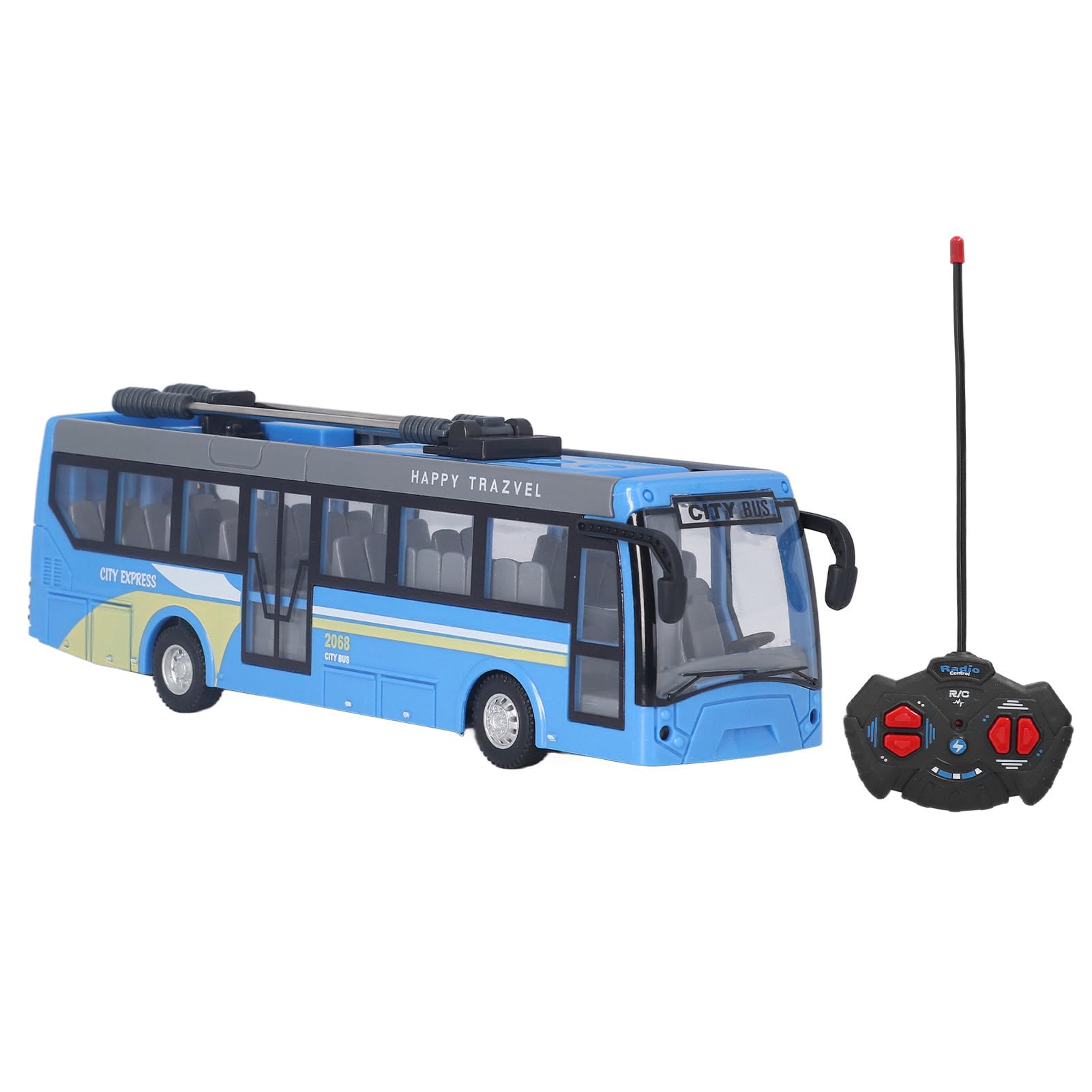 Control remoto autobús alta simulación todas las direcciones conducción recargable RC autobús escolar para niños (azul)