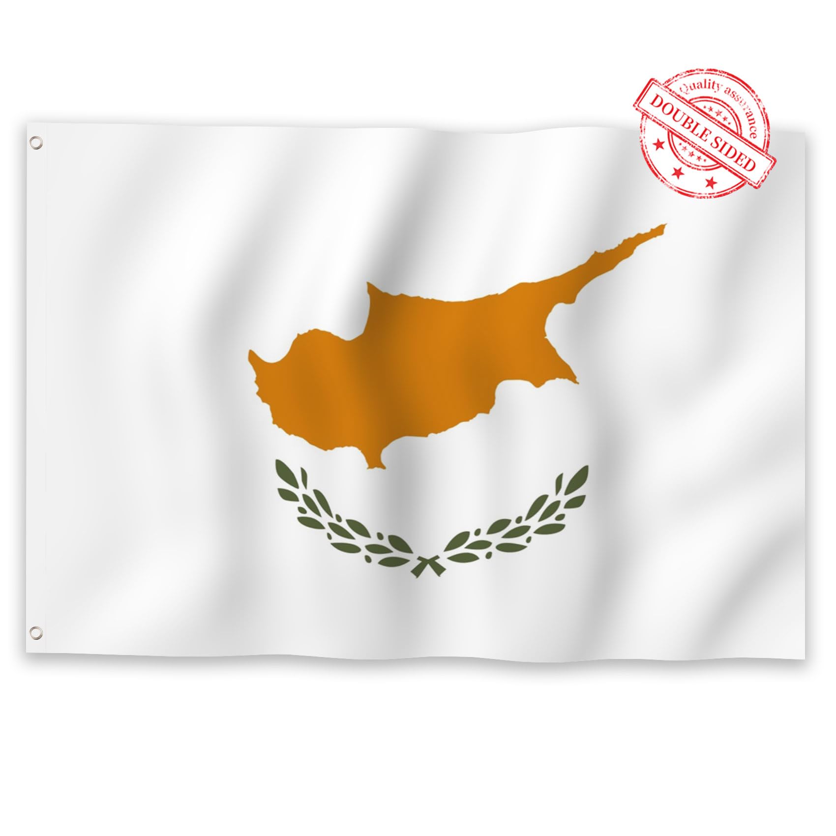 Aoihrraan Cyprus Flag 5x8ft Double Sided Cypriot Flags Banner for Outdoor Celebrations Home Garden Porch Party Decoration Flags with 2 Sturdy Grommets Precision Machine Stitched