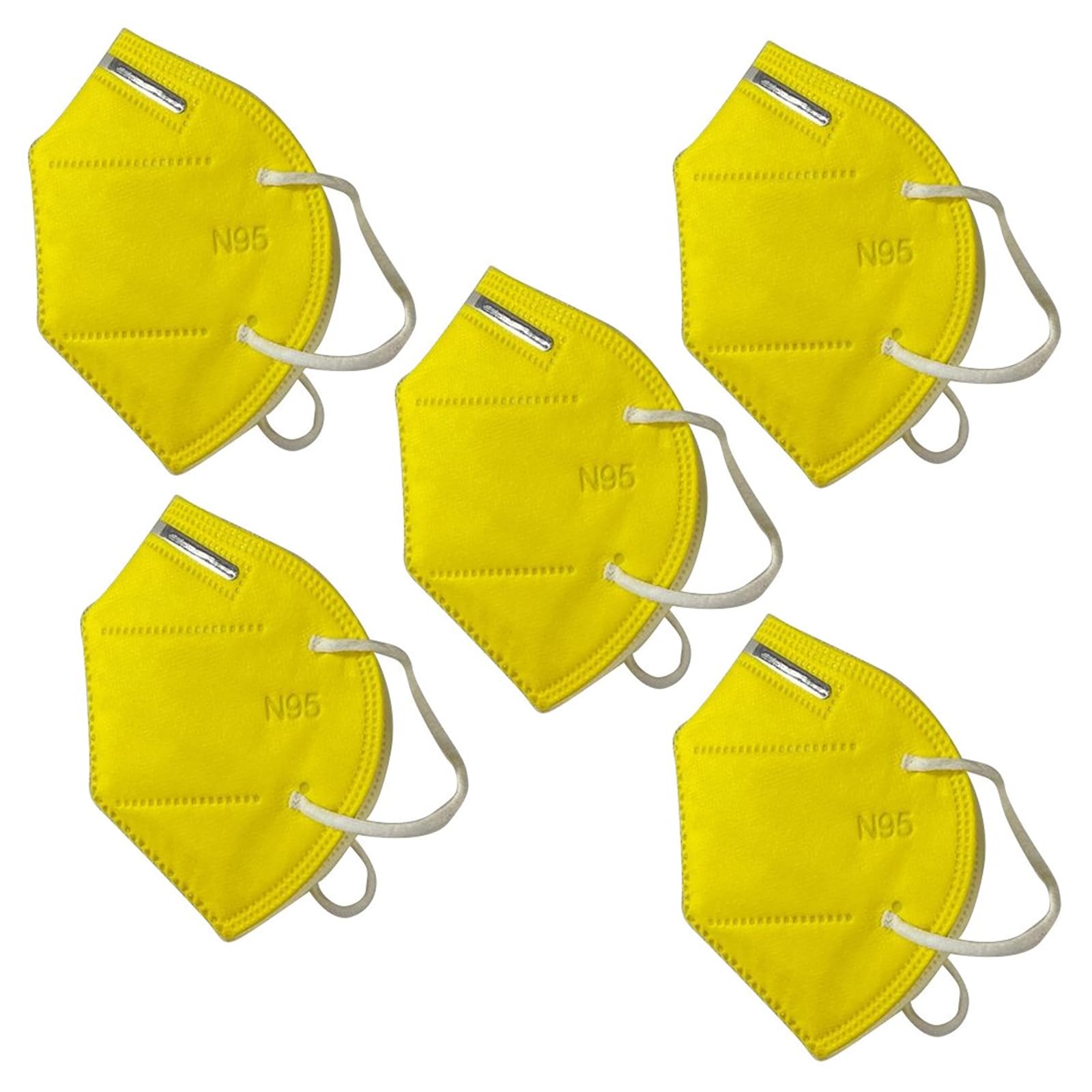 N95 Mask Yellow Color - Set of 5 Anti-Pollution & Anti-Dust Face Masks for Men and Women - Multi-Layer Filtration Protective Mask (PACK OF 5 PCS)-image-35