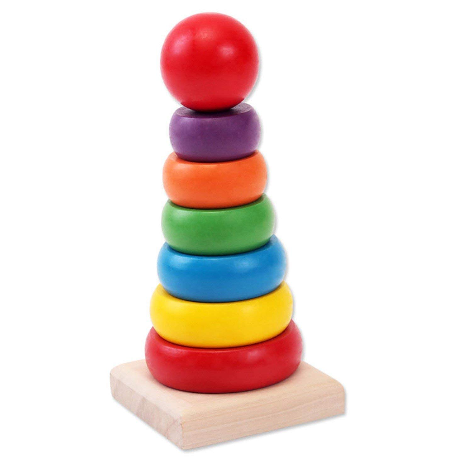 Trinkets & More Rainbow Stacking Rings Tower Stack Up Nest Blocks Early Educational Toy for Baby Toddlers 3+ Years