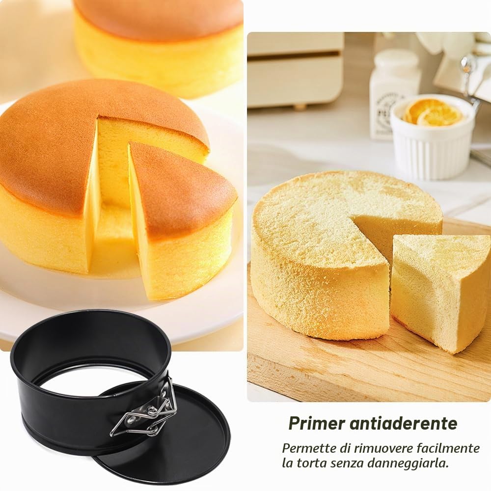 Mini Stampo Torta 2 Pezzi Tortiera Apribile da 11CM Teglia Cheesecake con Fondo Staccabile e Rivestimento Antiaderente Tortiere Rotonde per Torte,Dessert