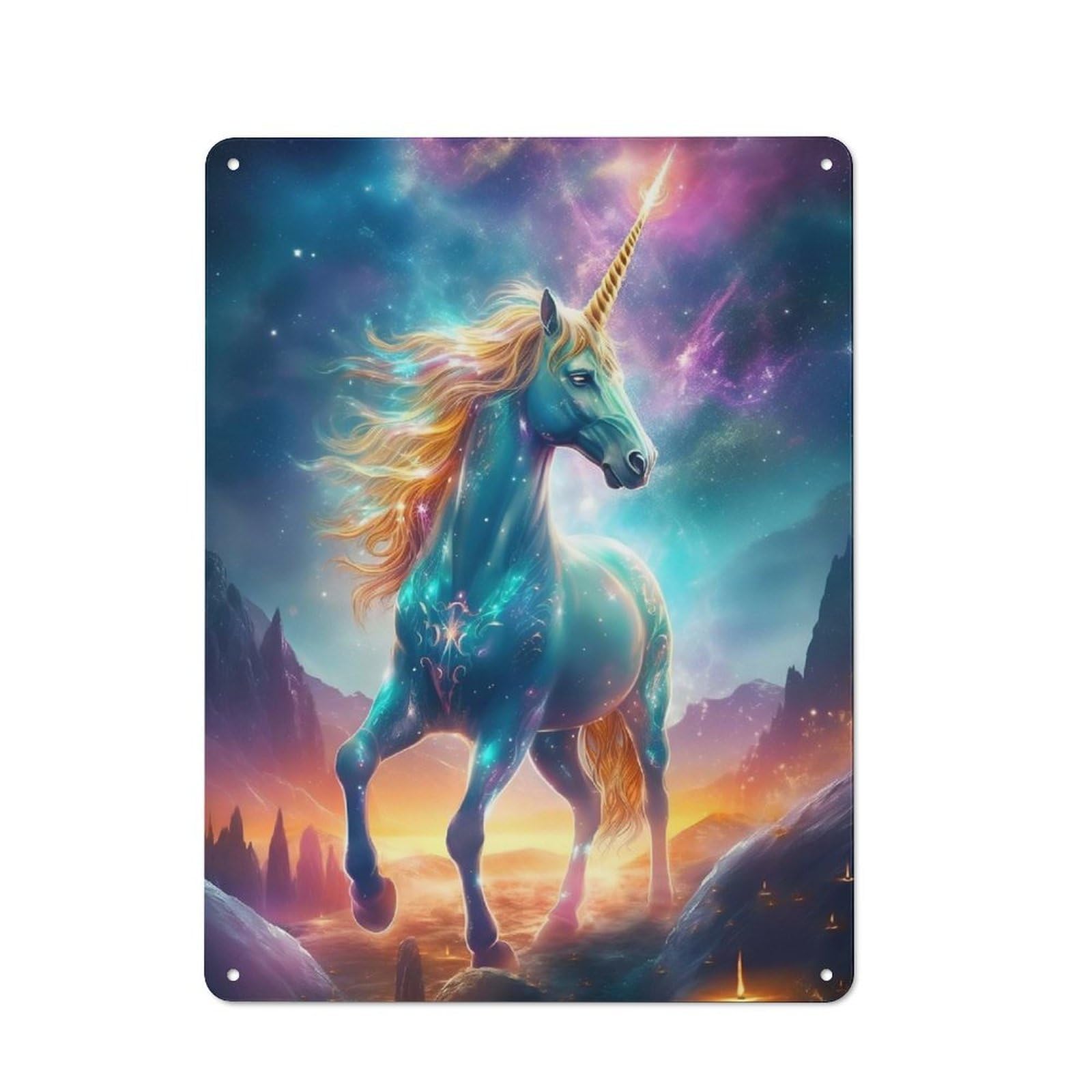 Cosmic Fantasy Unicorn Printed Metal Sign, Home Decor Sign for Garage, Shed, Workshop Or Hobby Room, Gift for Garage Fans And Workshop Owners, 40x30cm