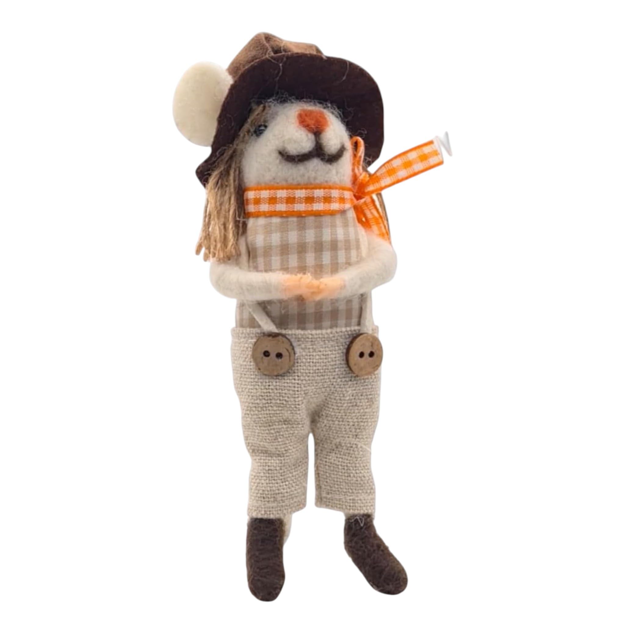 Handcrafted Felt Harvest Mouse - 11cm Autumn/Fall Woodland Decoration | Free-Standing or Hanging Ornament | Cozy Rustic Home Decor for Thanksgiving and Harvest Celebrations Party