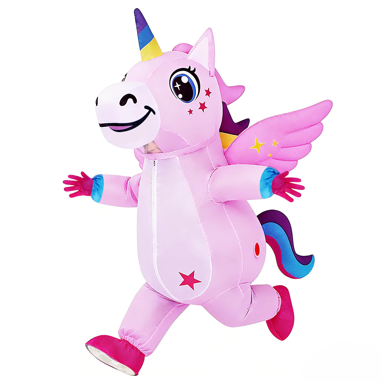 KINQUINN Inflatable Unicorn Costume for Adults, Funny Halloween Inflatable Costumes for Men Women, Blow Up Unicorn Costume for Halloween Cosplay Party, Full Body Unicorn Costumes for Parties