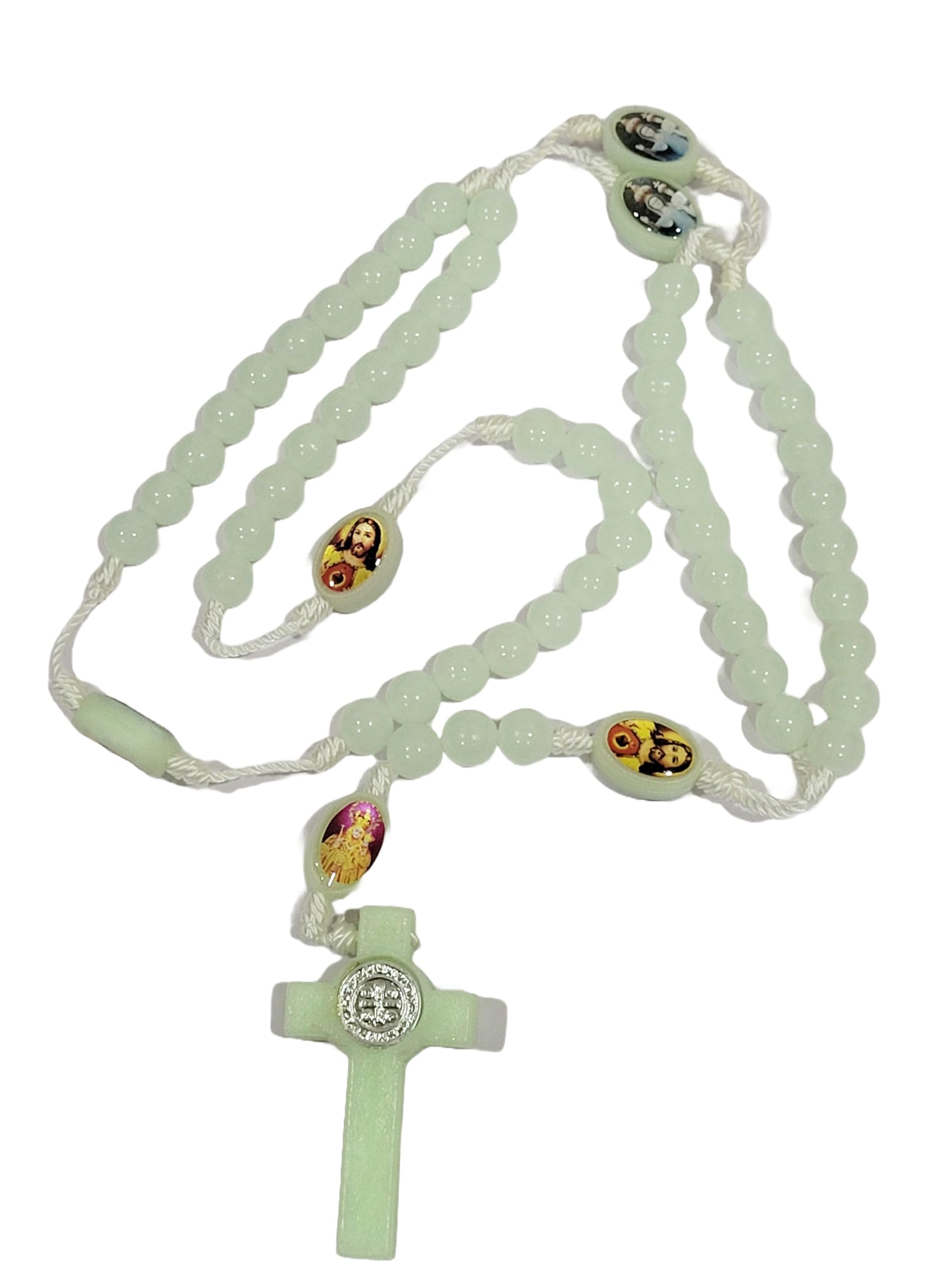 GenericGlow In The Dark Catholic Praying Thread Rosary | Radium Color Thread Rosary For Praying With St Benedict Cross For Unisex Adult