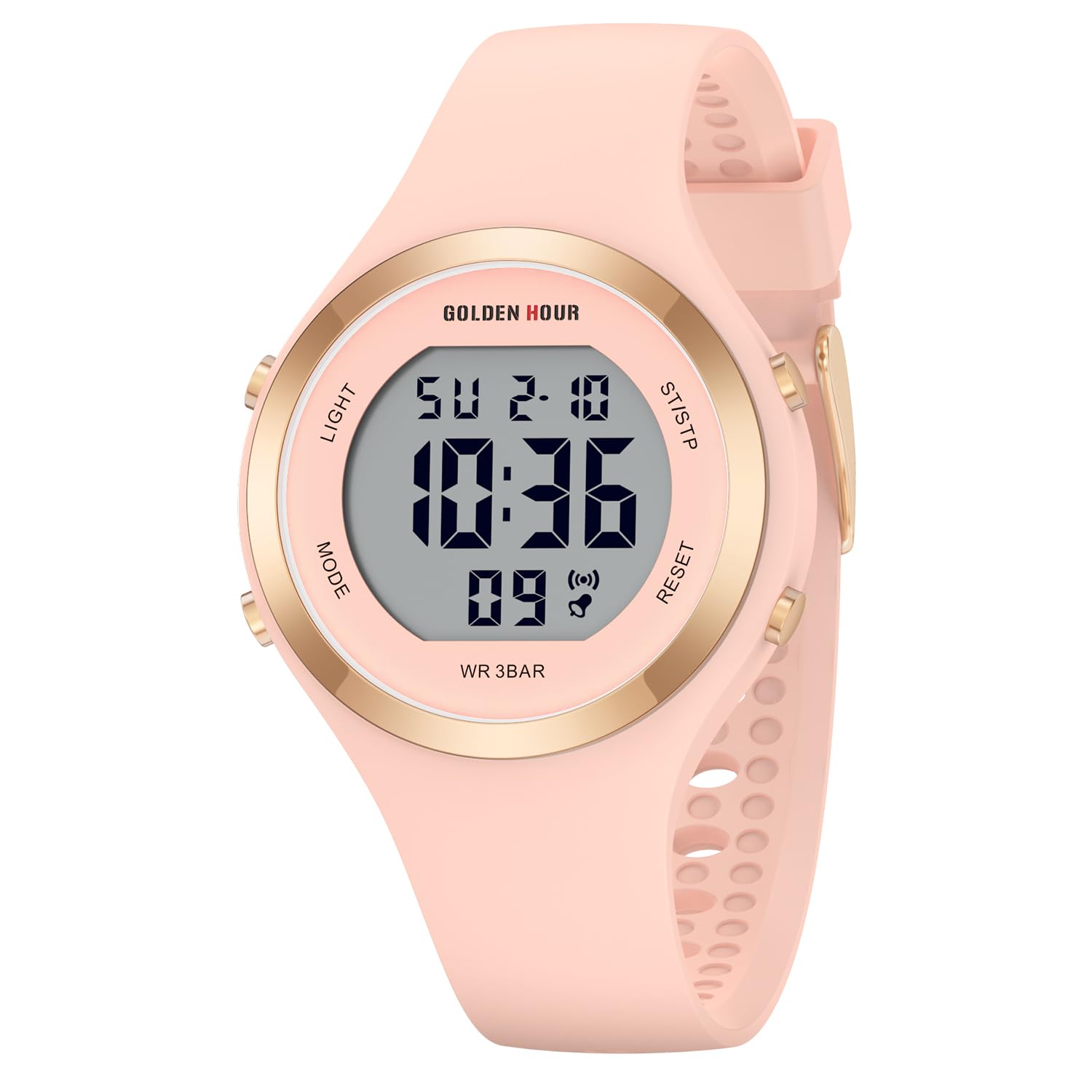 Waterproof Sport Women's Digital Chronograph Silicone Strap Watch