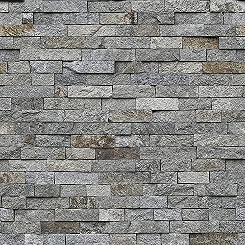 Exclusive New Realistic 3D Vintage Brick Effect Rustic Stone Grey Textured Wallpaper (Modern Stone Grey AL1042)