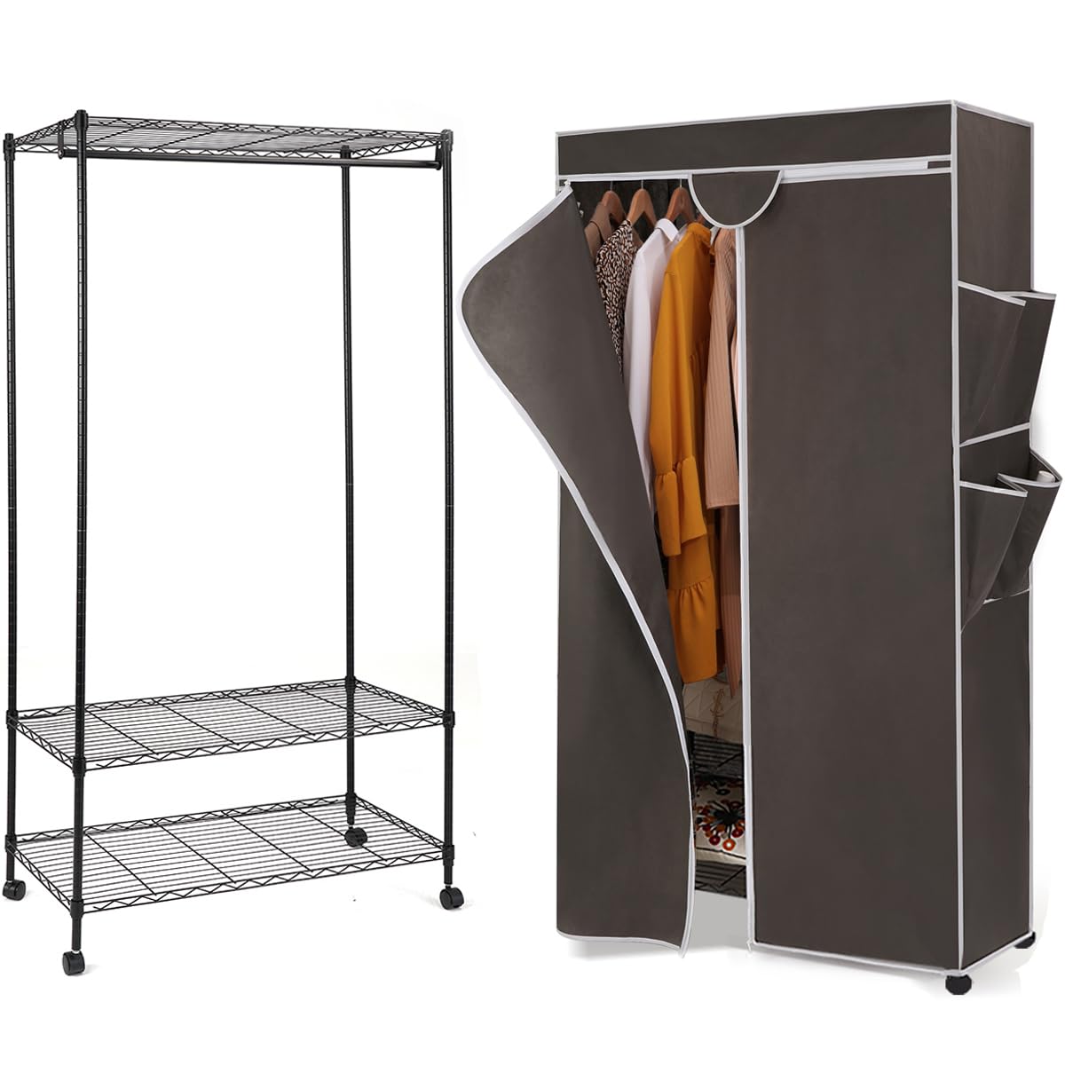 Amazon｜AZAKBL ハンガーラック幅92×奥行46×高さ173cm ワード