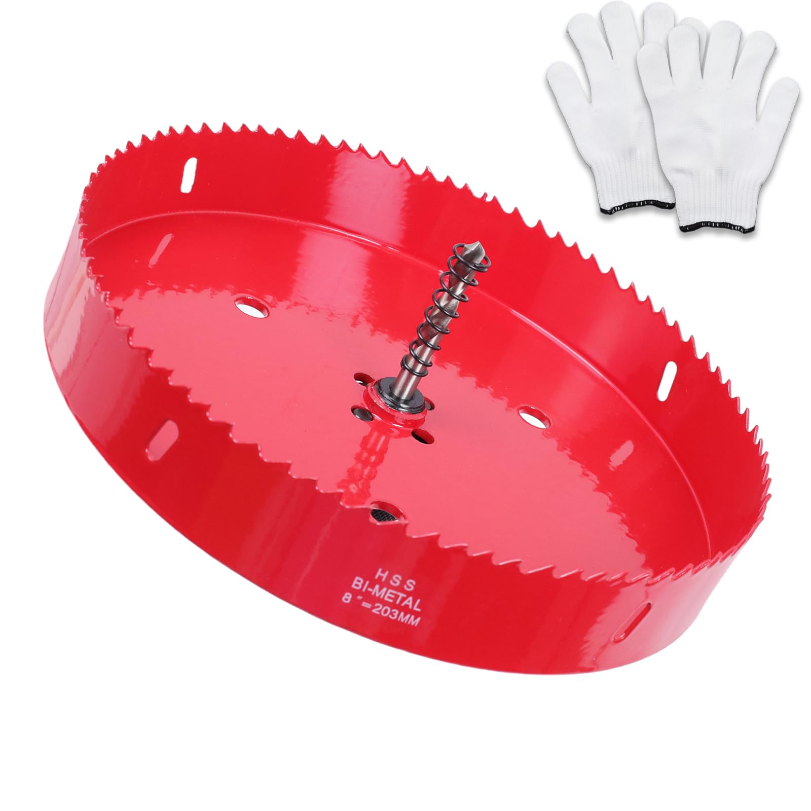 Tsnamay 8"(203m）Hole Saw for Recessed Lights,Bi-Metal Hole Cutter with A2 Arbor and Thickened Gloves for Led Recessed Lighting Wood Metal Drywall PVC