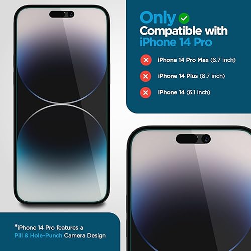 Miniatura 2 de Case-Mate Protector de pantalla para iPhone 14 Pro de 6.1 pulgadas, vidrio templado antiarañazos con protección contra roturas, película de vidrio