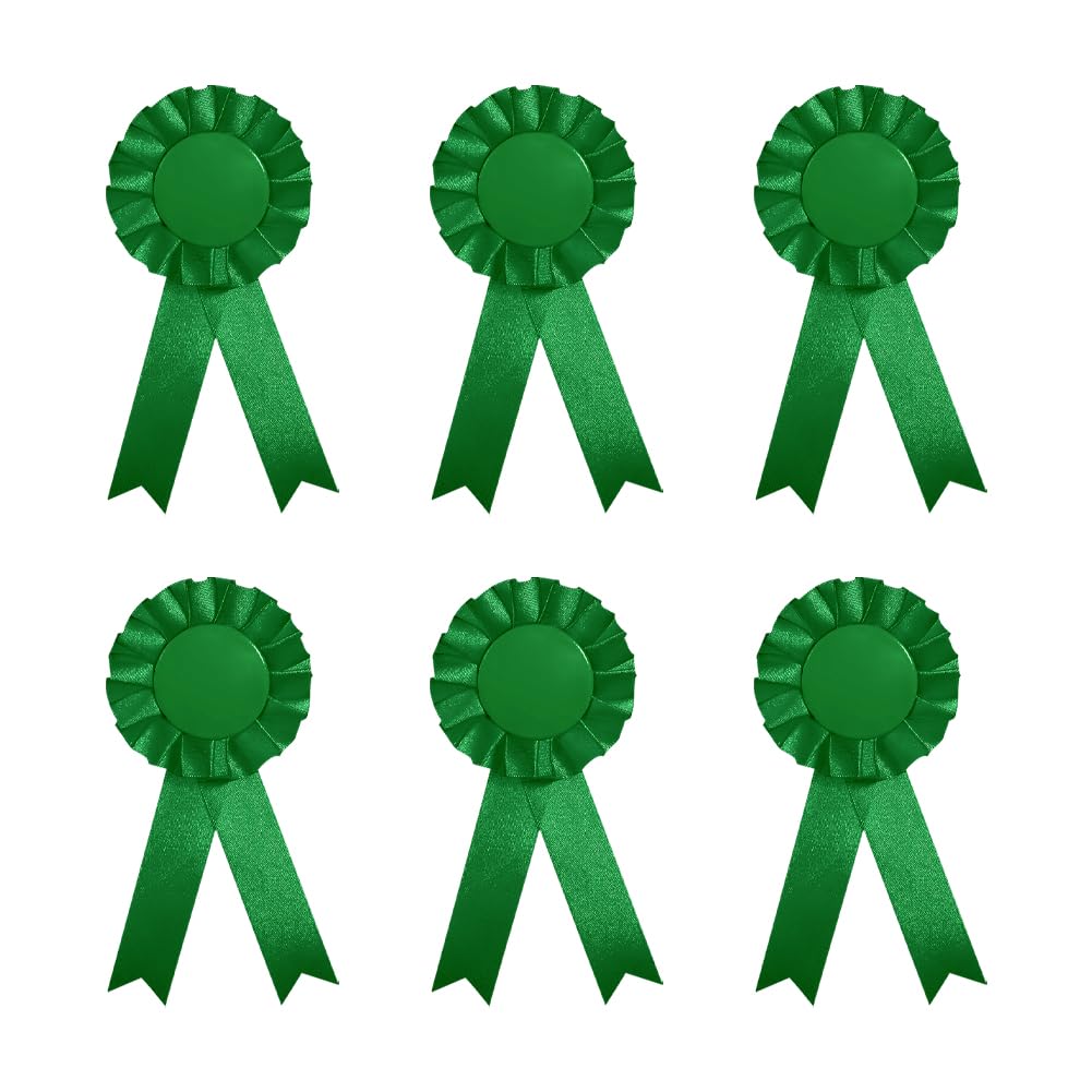 Hugede Green 6 Pcs Blank Award Ribbons Rosette Ribbon Award Medals Winner Prize Ribbons Make Your Own Place Ribbons Honorable Recognition Ribbons For Diy Classroom Party