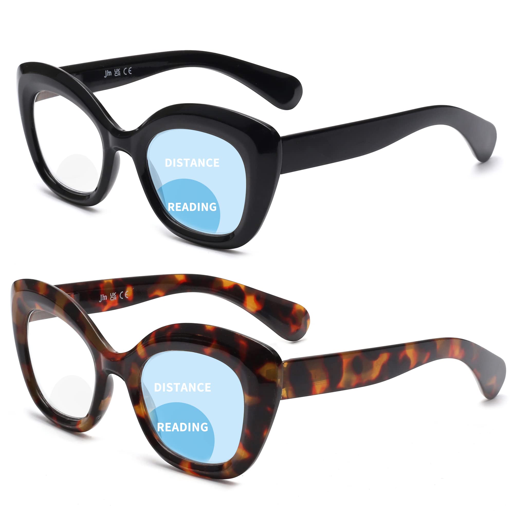 JM Gafas de Lectura Mujer con Bisagra de Muelle, Gafas Luz Azul Ojos de Gato
