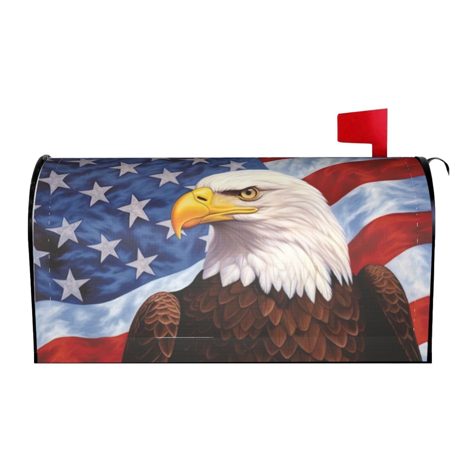 Bald Eagle American Flag 02 Mailbox Covers Magnetic Wraps Post Letter Box Cover Garden Home Decor