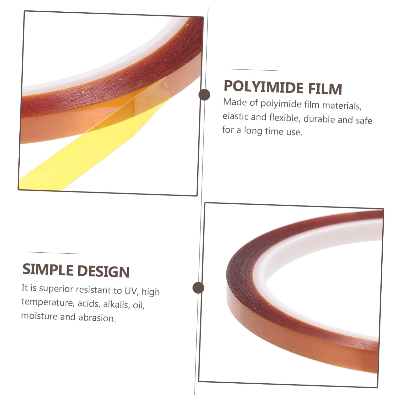 Alipis 2 Rolls Professional Polyimide Film Tape for Heat Resistance Self Adhesive Sublimation Tapes for Tumbler Transfer and Flexible for Long Term Use